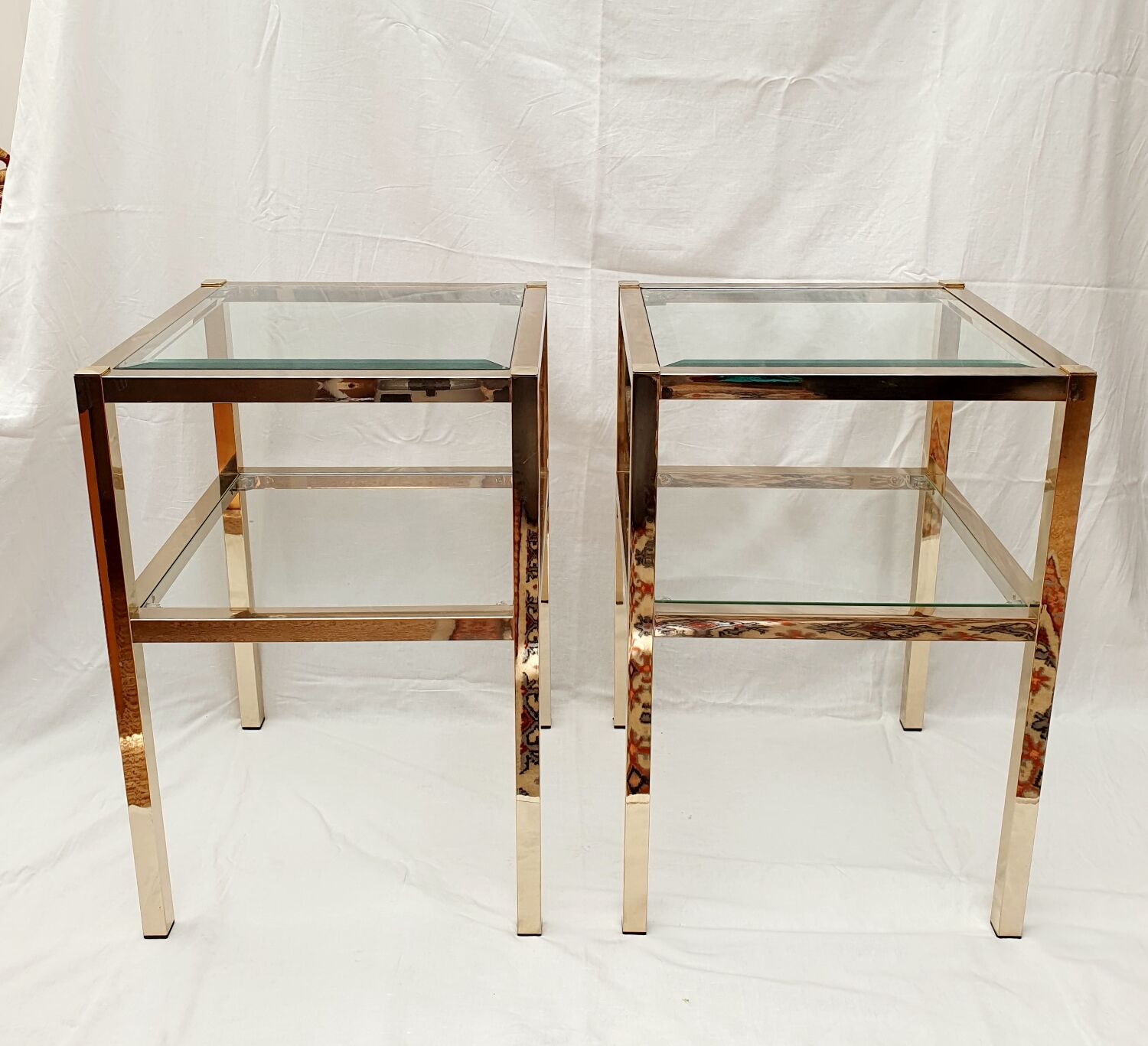 Pair of gold side tables Roche Bobois