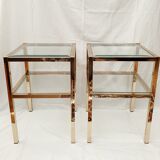 Pair of gold side tables Roche Bobois