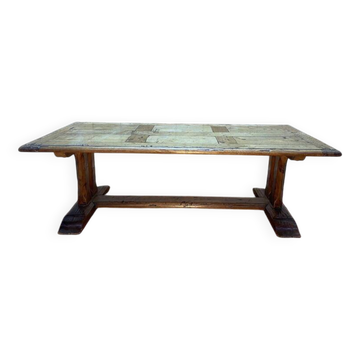 Table basse monastère en chêne parqueté