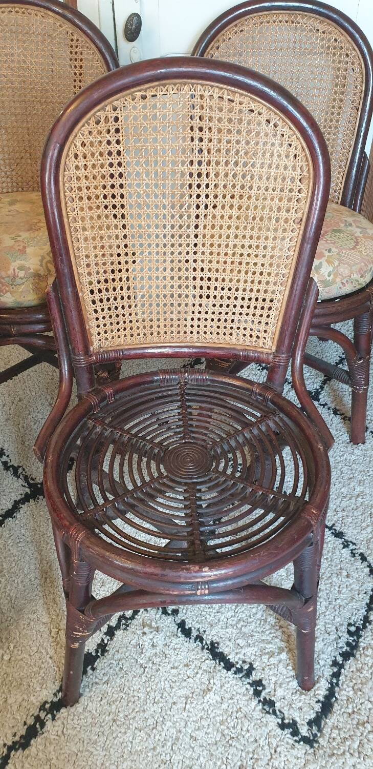 4 bamboo and cane chairs