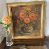 Oil on canvas "bouquet of marigolds"