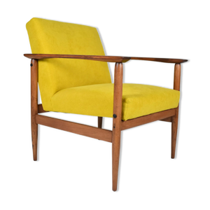 fauteuil vintage en tissu - jaune 1960