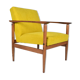 Vintage armchair yellow fabric, teak wood, 1960s