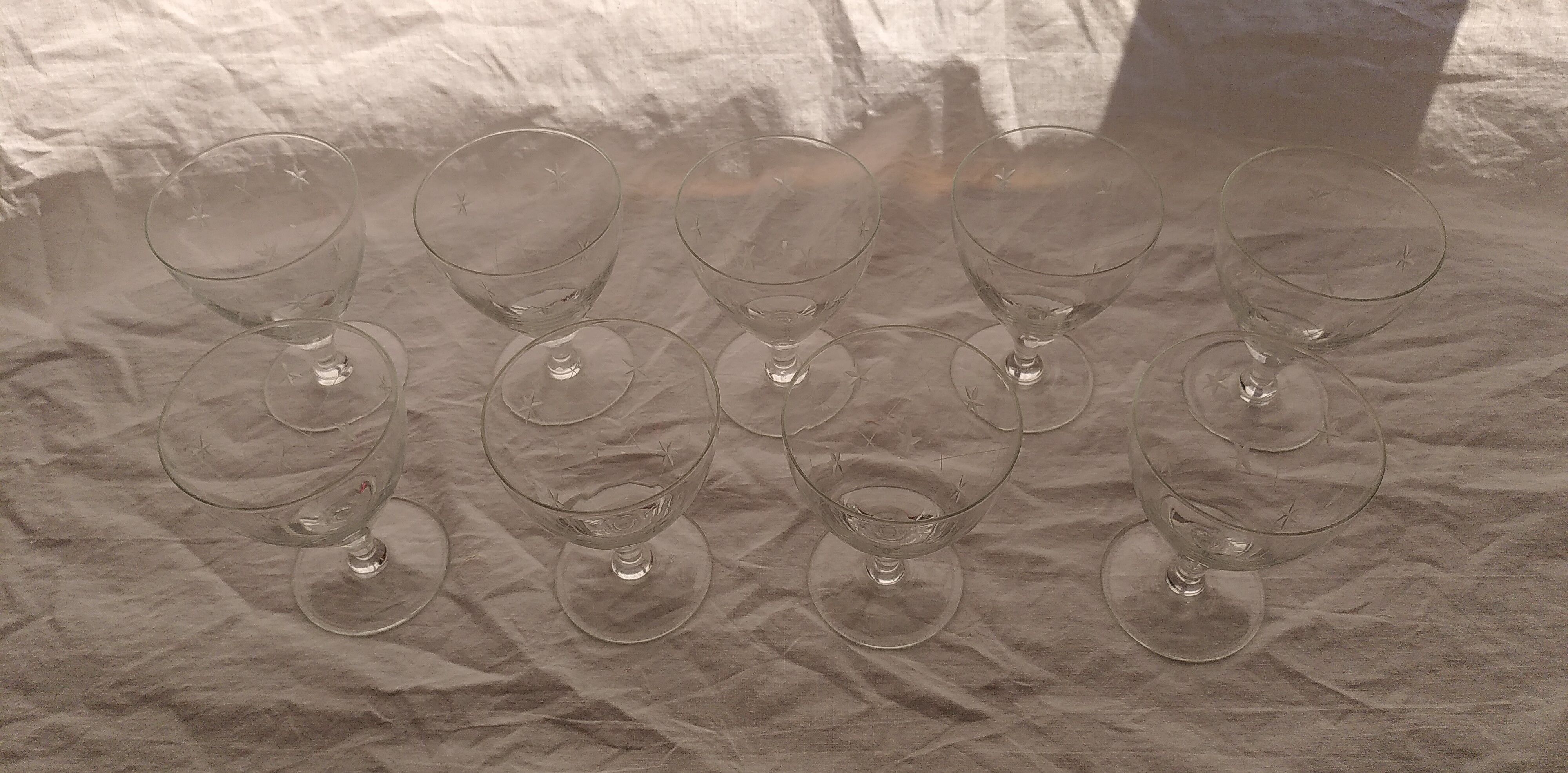 9 foot glasses with star engraving