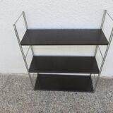 Modular String shelf in chrome and brown metal