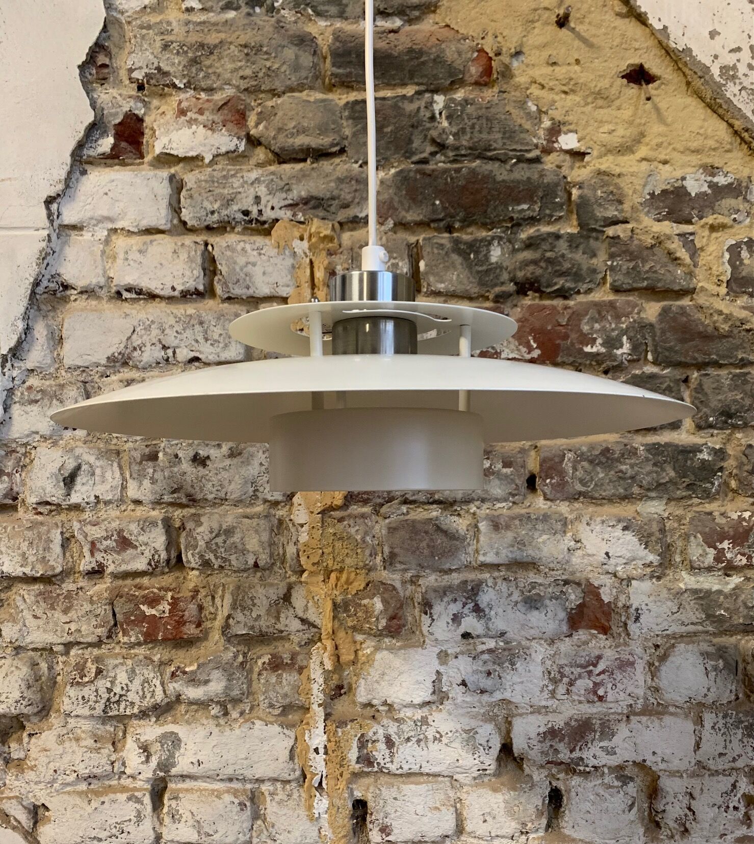 Beige/white pendant lamp by the Danish company Lyskaer, 1970-80, model 411