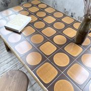 1950s rattan table with ceramic top