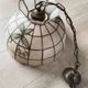 Mother-of-pearl and brass pendant light, vintage light fixture, 1950s