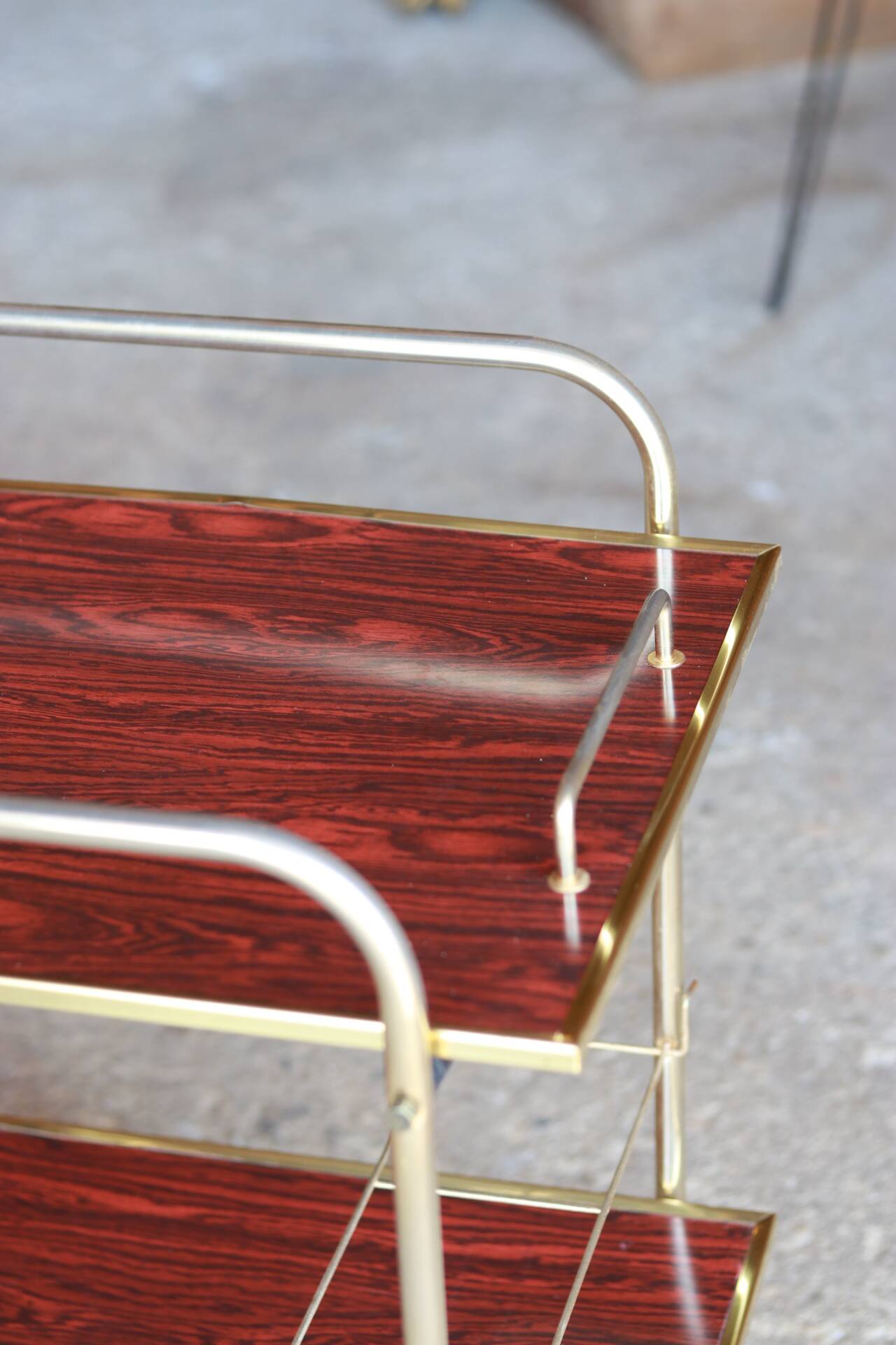 Vintage gold mini-bar trolley