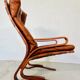 Vintage scandinavian cognac lounge chair by oddvin rykken 1960s