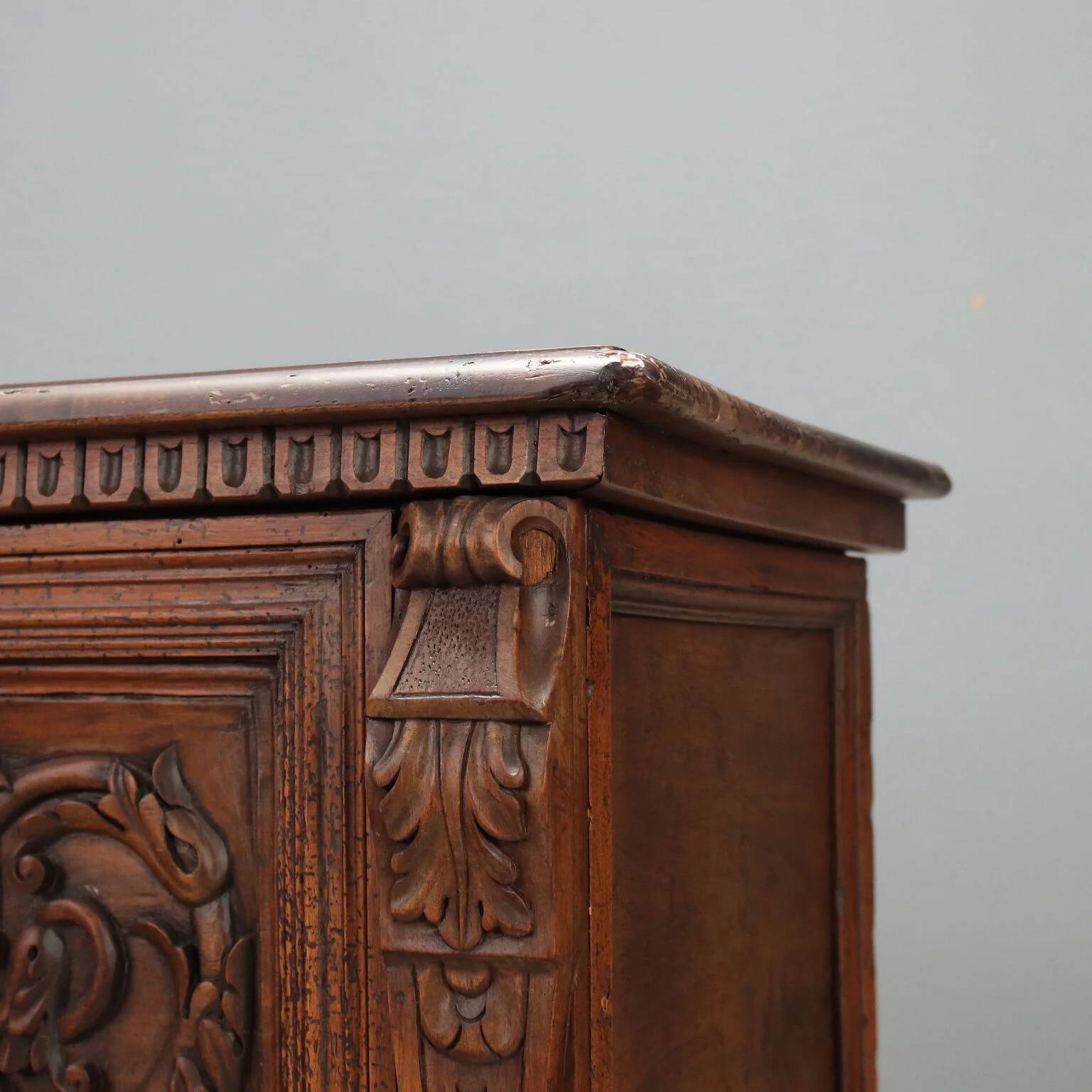 Walnut chest with baroque carvings