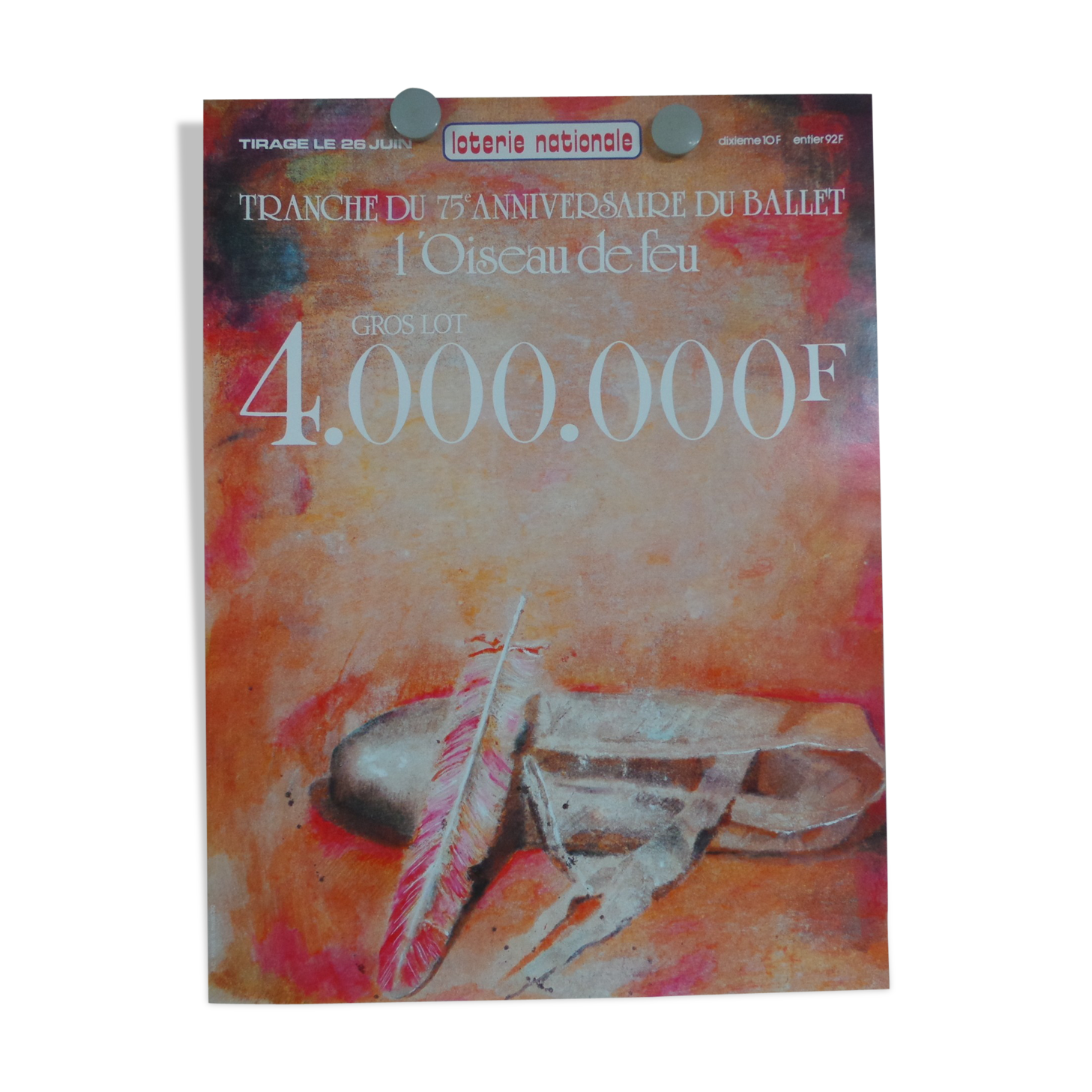 Original National Lottery poster 75th anniversary of the ballet the firebird