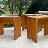 Ensemble table basse et 4 tabourets les arcs 1800 sélectionnés par  Charlotte Perriand