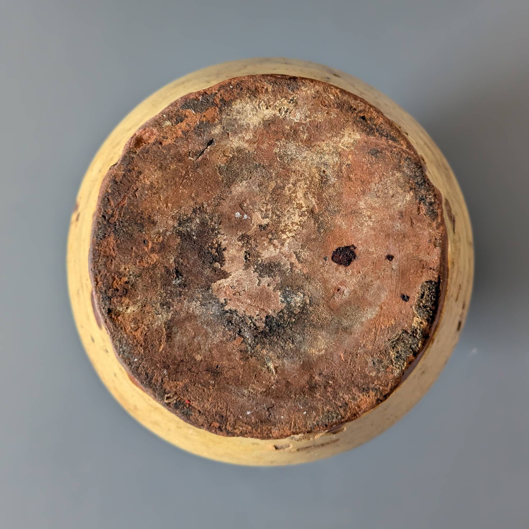 Antique glazed earthenware preserve pot in ochre and brown – southern pottery