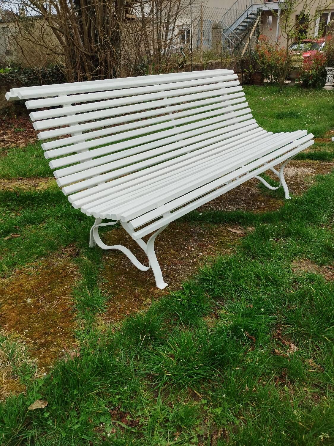Banc de jardin ancien avec pieds en fer