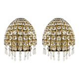 Set of 2 German gold-plated and glass wall lamps from Palwa, 1960s