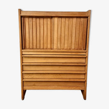 Mid-century solid oak cabinet by Guillerme and Chambron edition Your Home 1950