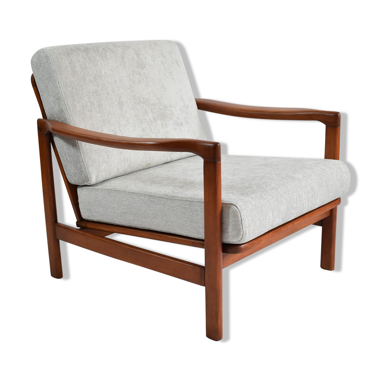 Vintage scandinavian armchair, designer Z.Baczyk, 1960s, light grey fabric