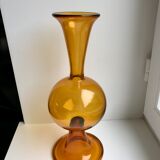 Modernist design vase in amber glass 70s