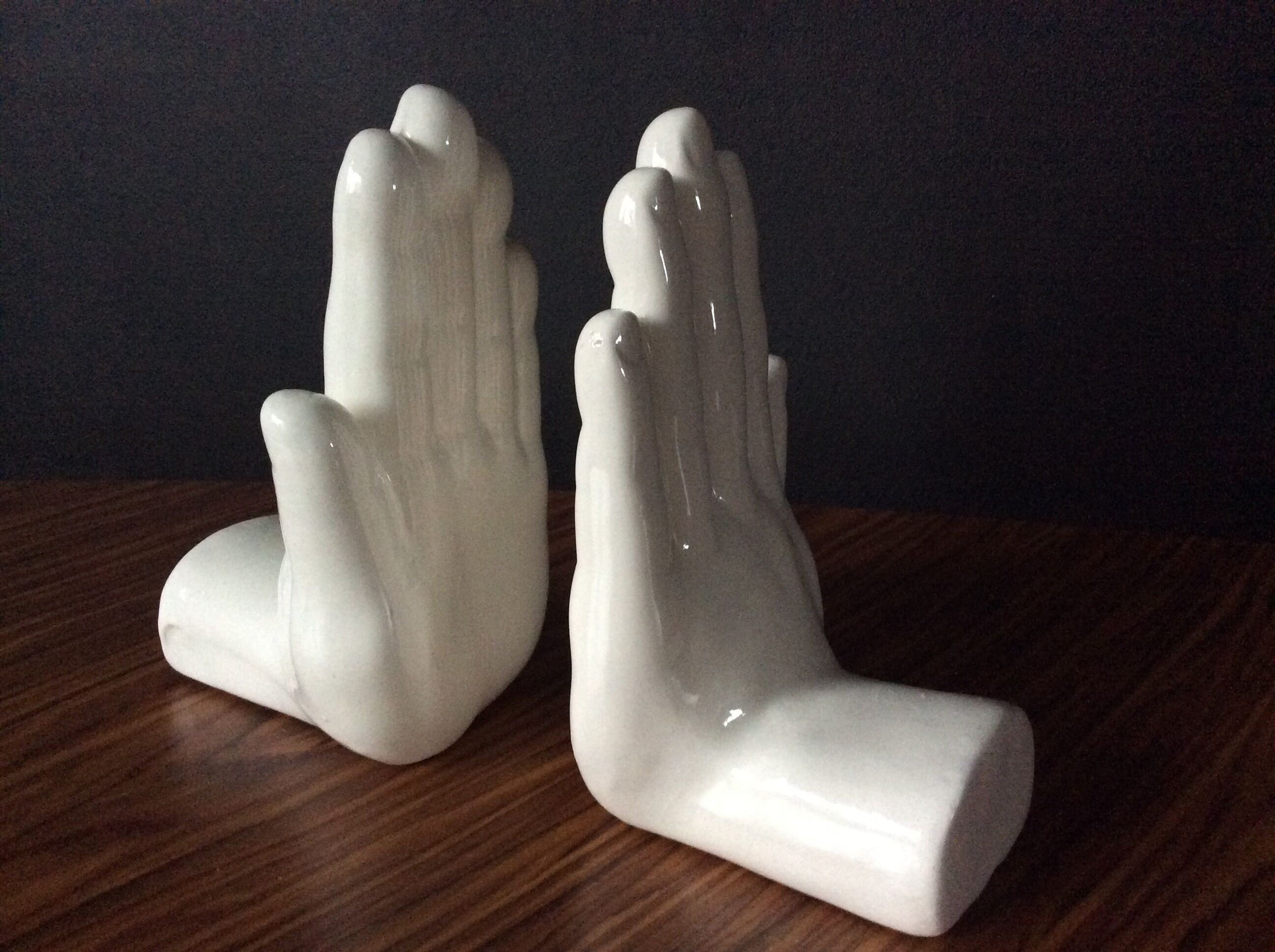 Pair of vintage bookends Ceramic hands