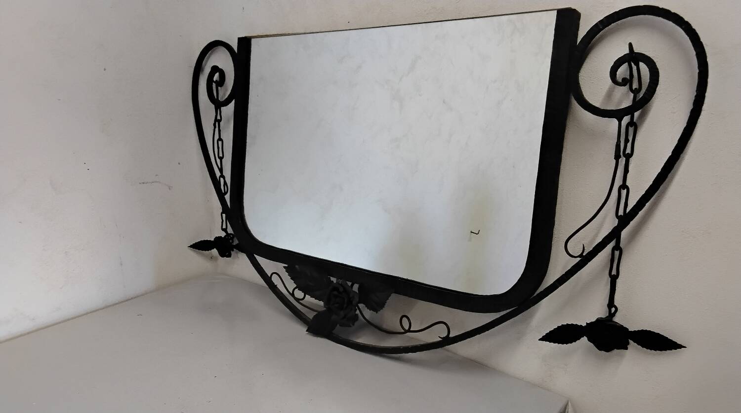 Art deco wrought iron wall mirror