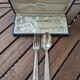 Antique silver plated fork and spoon in box 60g