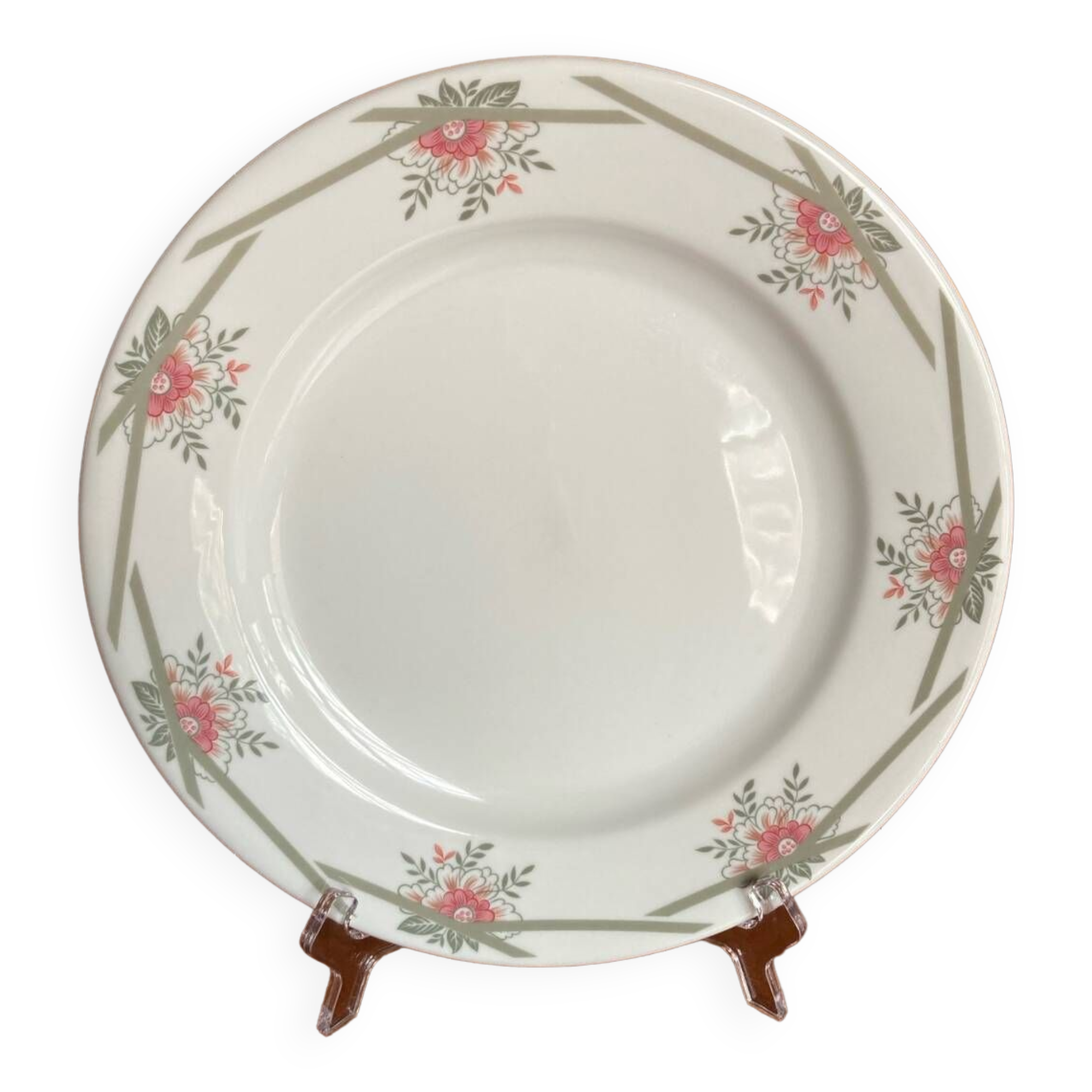 Round Limoges Bernardaud porcelain dish with floral frieze and sticks