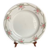 Plat rond porcelaine Limoges Bernardaud frise florale et bâtons