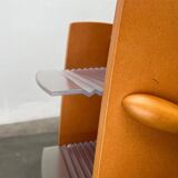 Postmodern CD storage unit in wood, metal, and plastic by Ezech, 1980s.