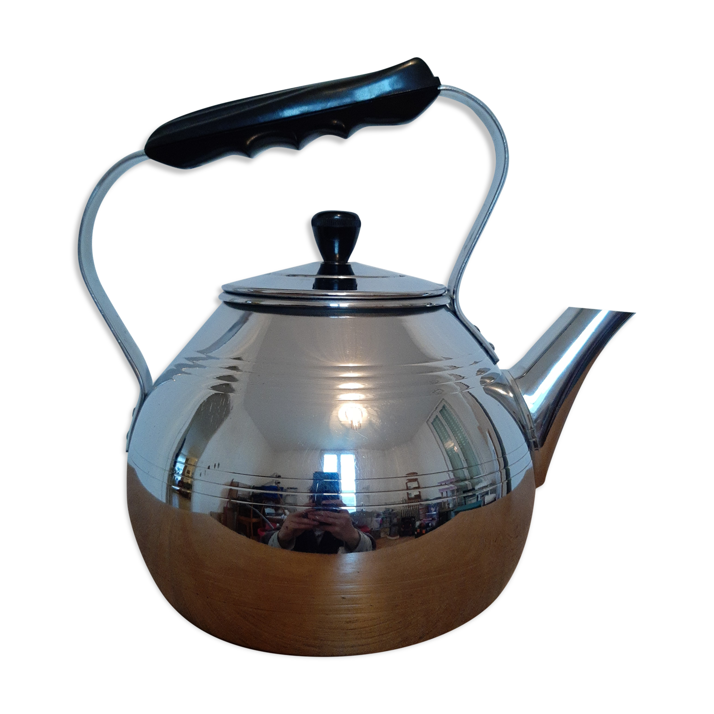 Vintage chrome copper kettle Le Trèfle