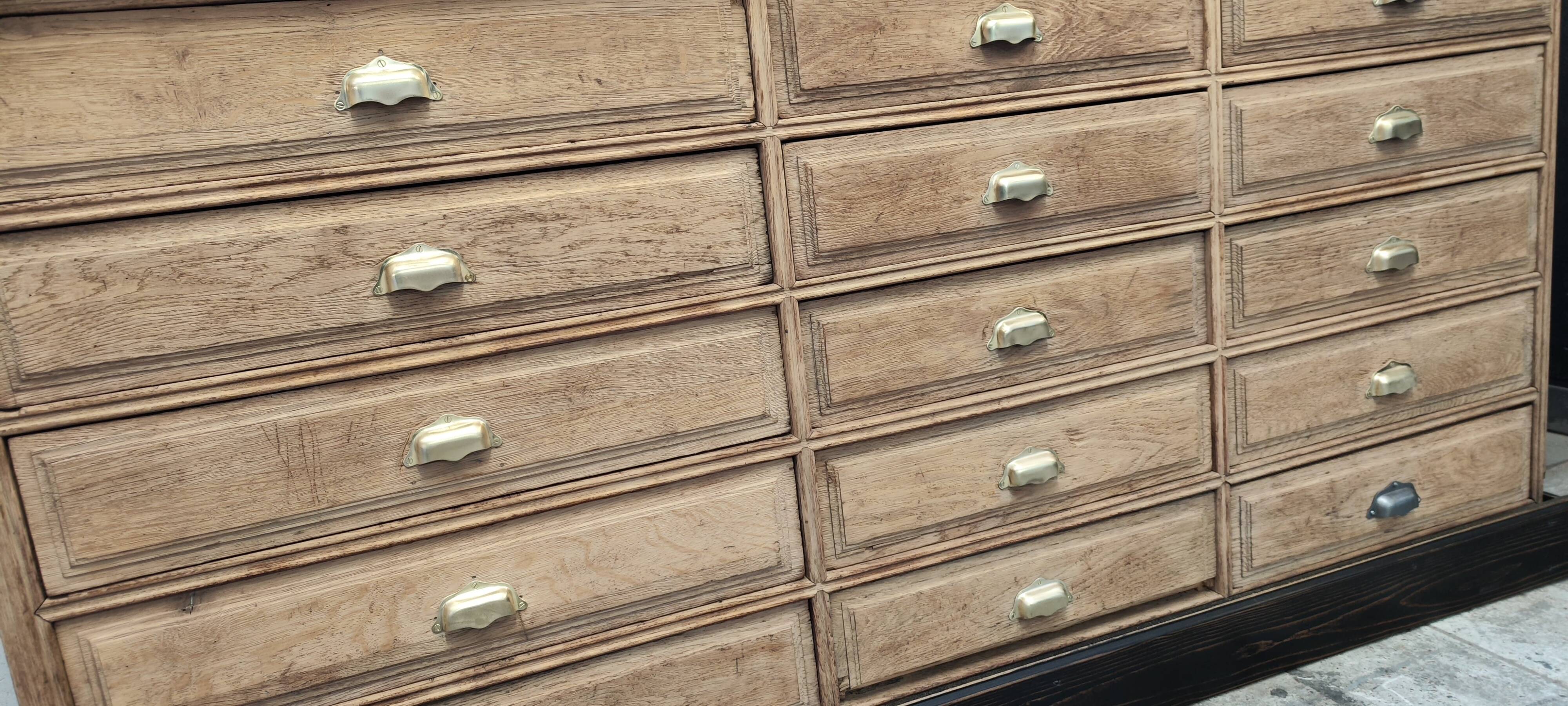 Old oak cabinet with fifteen drawers
