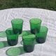 5 glasses in green glass with water or aperitif, made in italy, vintage