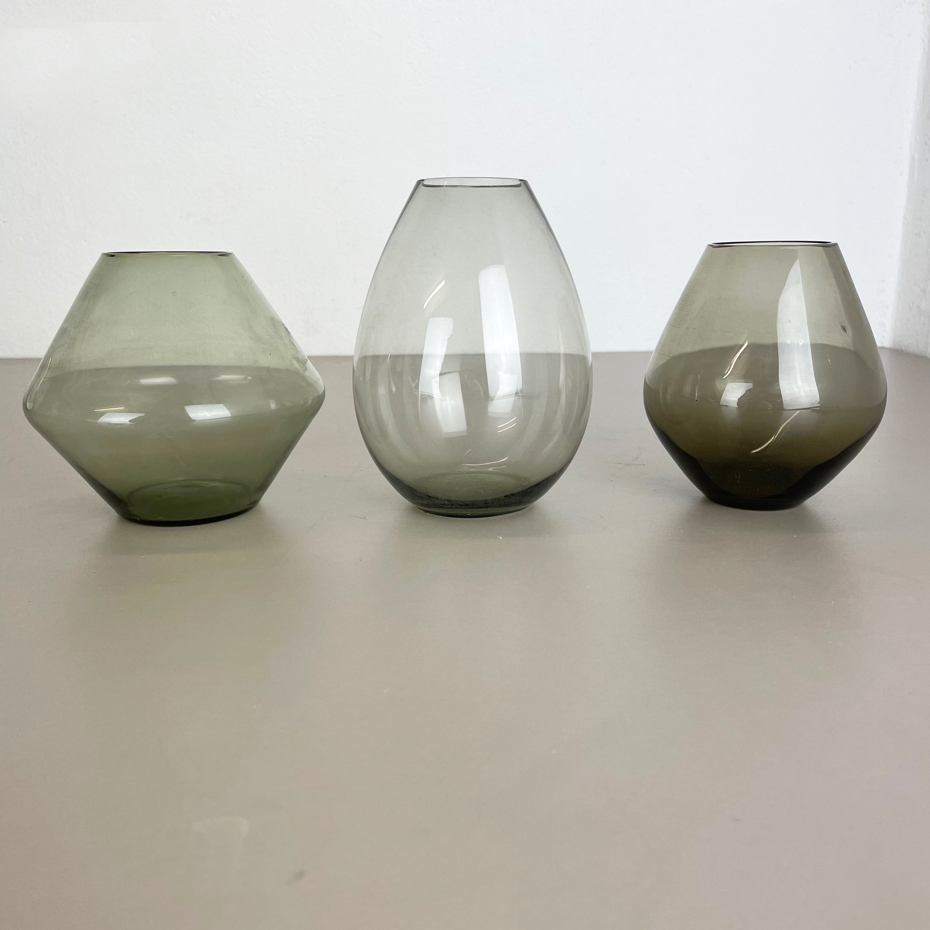 Set of Three Turmalin Vases Wilhelm Wagenfeld Wmf Attributed, Germany 1960s