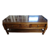 Coffee table in cherry and walnut marquetry.