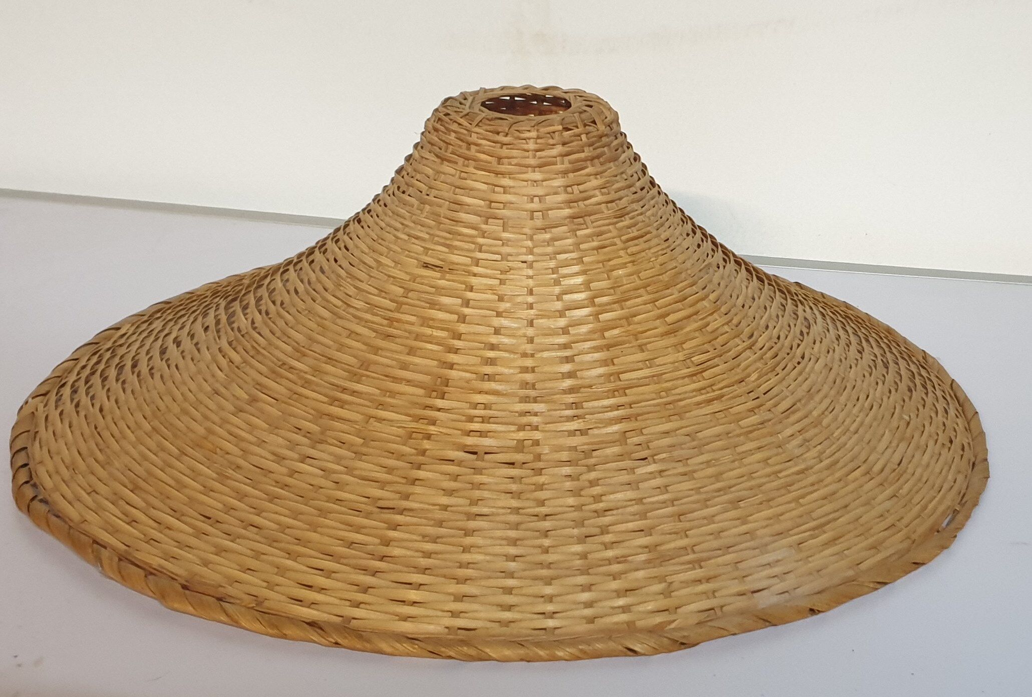 Vintage xxl hanging lamp in rattan, 1960/70