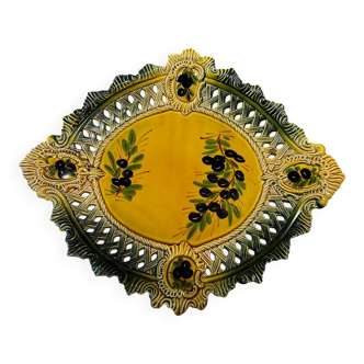 Ceramic plate Vallauris - Pierced decoration Olives - 1950s