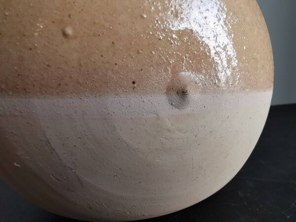 Vase soliflore français en grès émaillé / signature / céramique française / travail artisanal