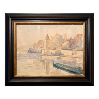 Old painting, edge of the Saône, XX century