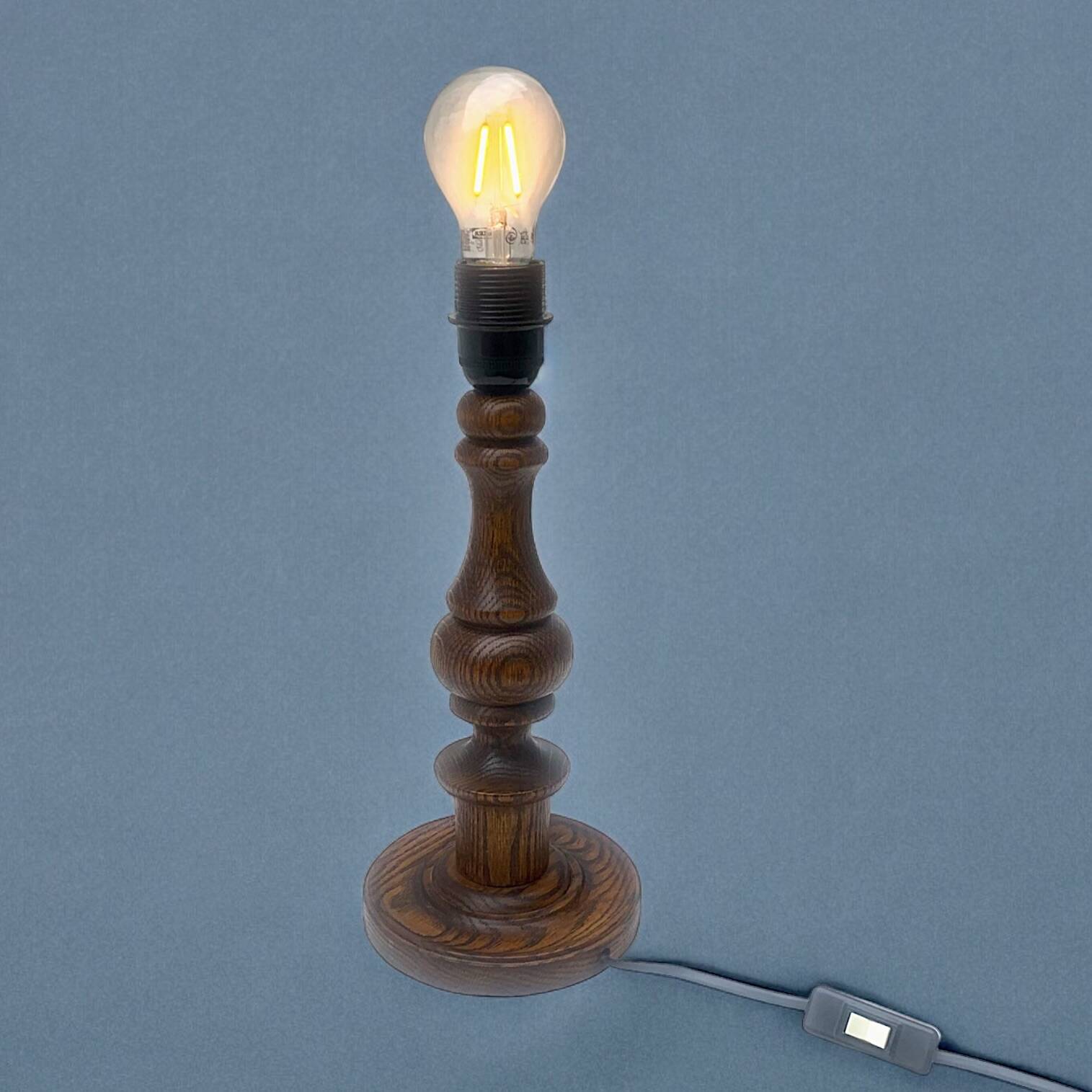 Antique turned solid wood lamp base