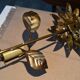 Brass flower wall light from the 1970s.