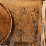 Antique early 20th century baby's top in beech with youpala abacus and tablet