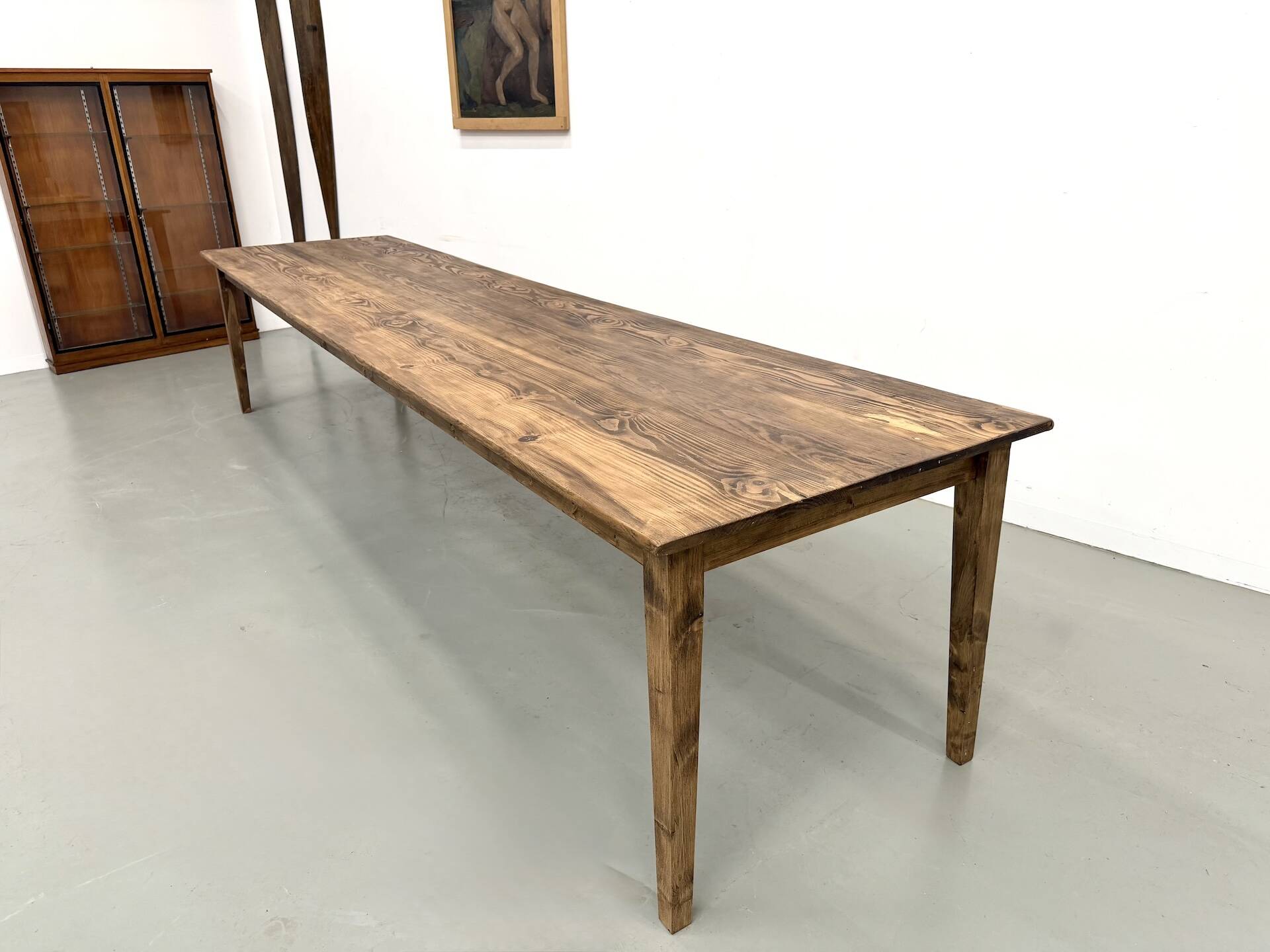 Large XXL Farm Table in Pine – Tapered Legs – L367 cm