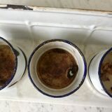 set of enamelled pots to fix (soda, soap, salt) early twentieth century