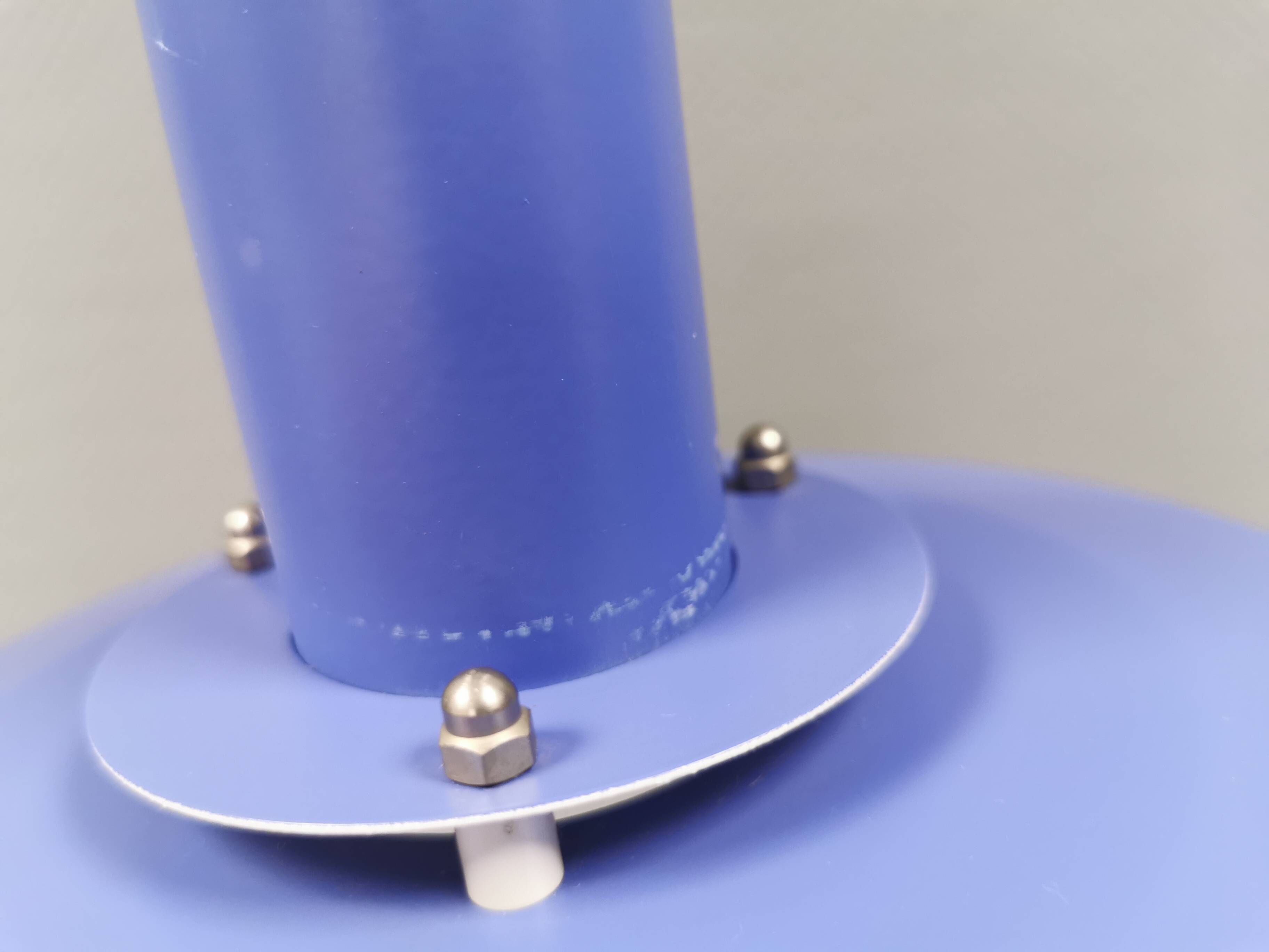 A blue minimalist hanging lamp from Lyfa Denmark 1980s.