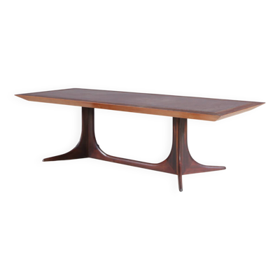 Table basse en bois avec cuivre des années 1960, Danemark
