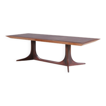 Table basse en bois avec cuivre des années 1960, Danemark