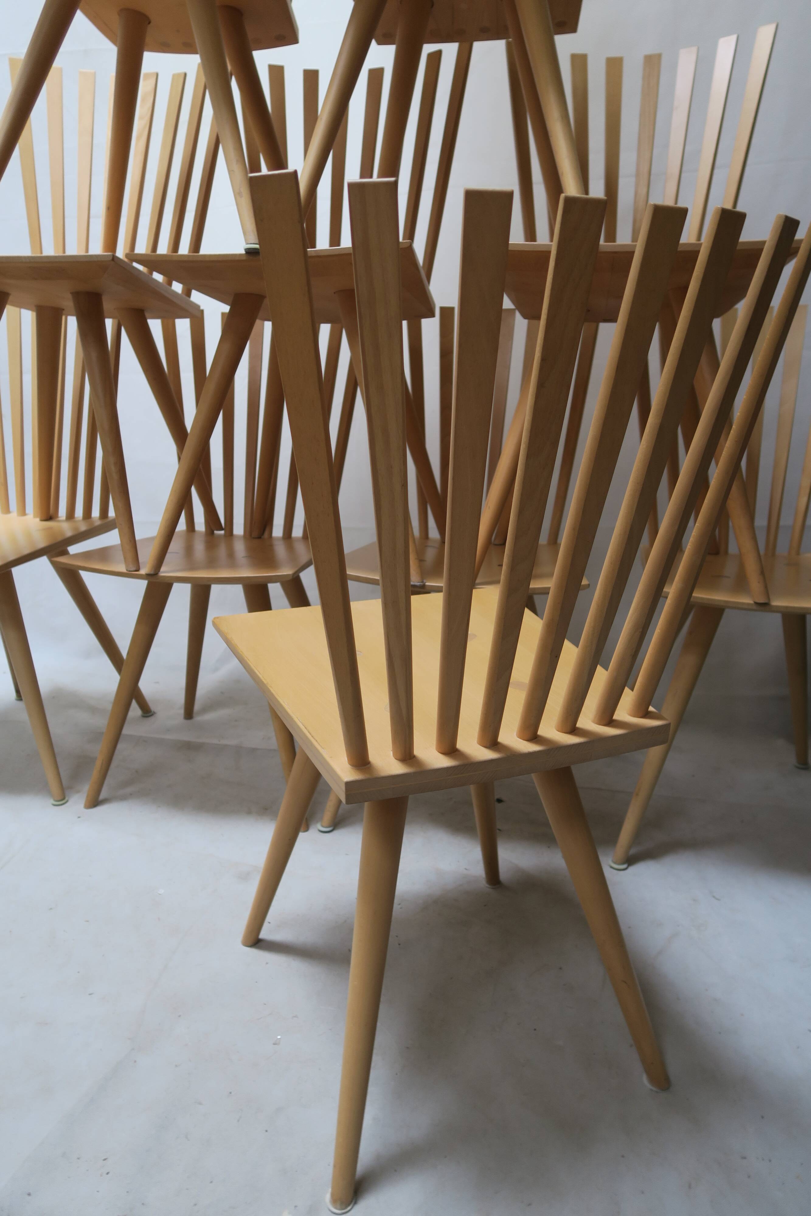 Mikado Chairs by Johannes Foersom and Peter Hiort-Lorenzen for Fredericia, 1990s, Set of 10