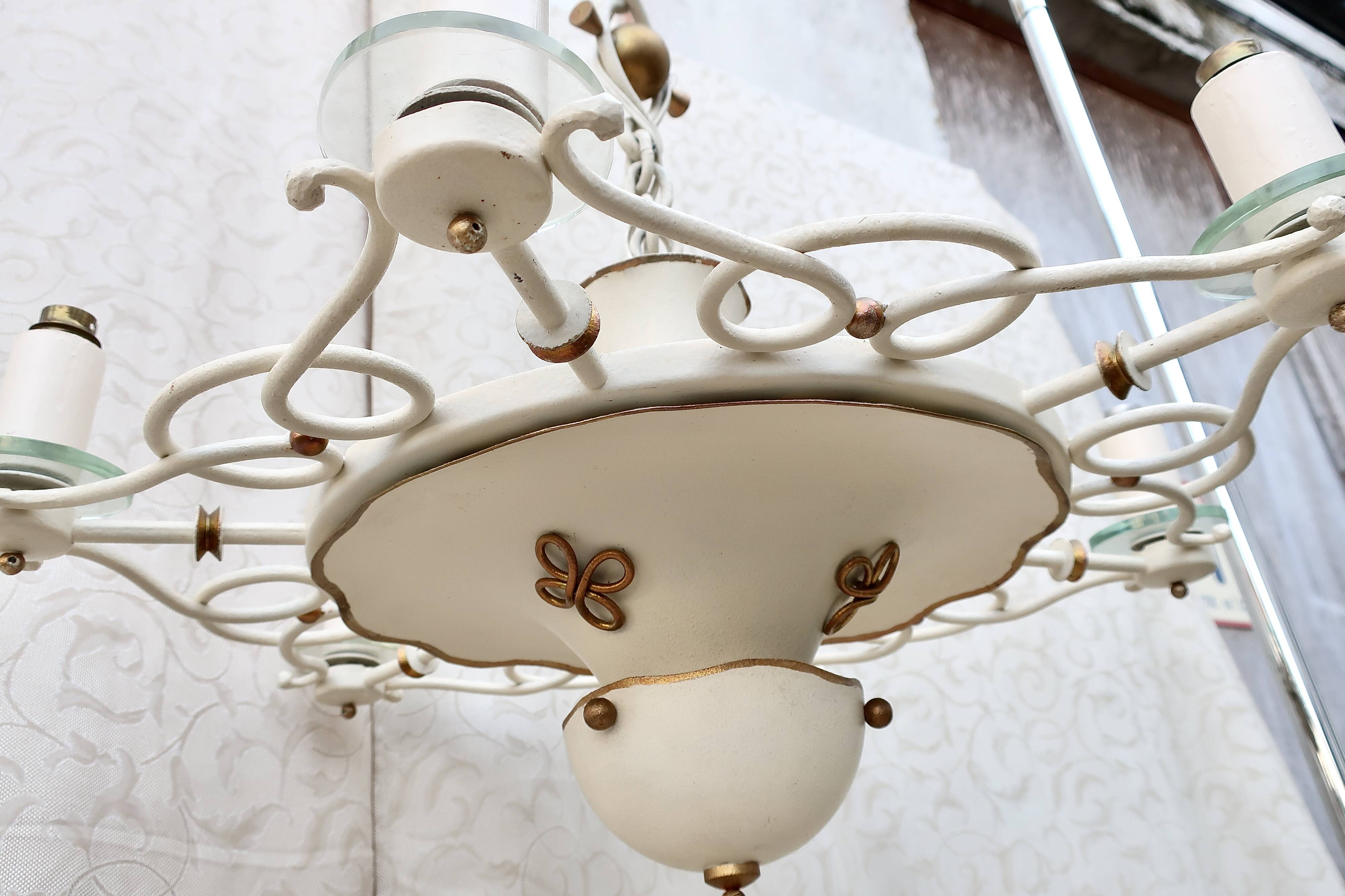 7-light art deco chandelier from the 1940s