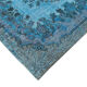 Tapis bleu bohème turc des années 1970 190 cm x 298 cm fait à la main