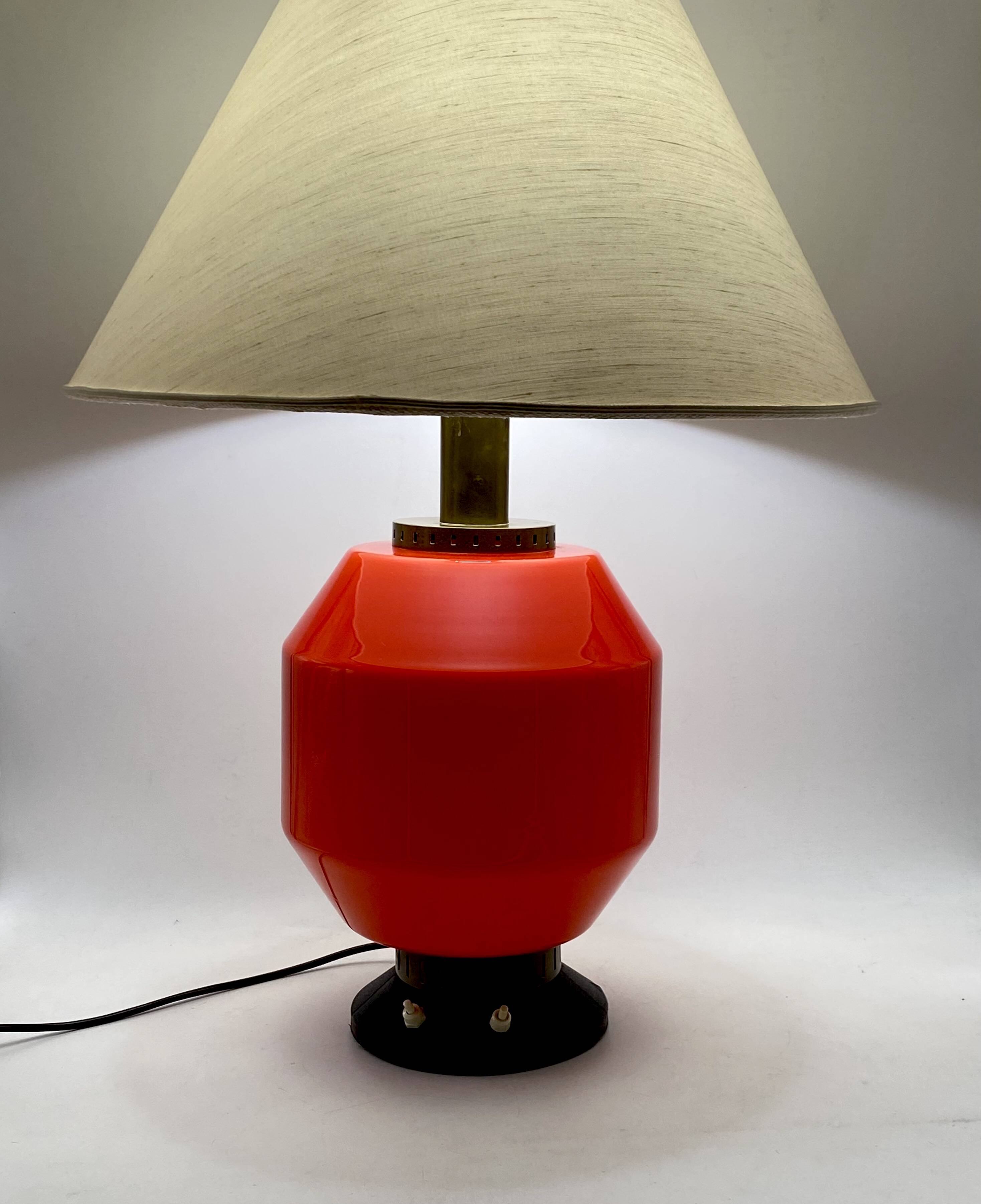 Space Age orange glass table lamp base, Italy 1960s